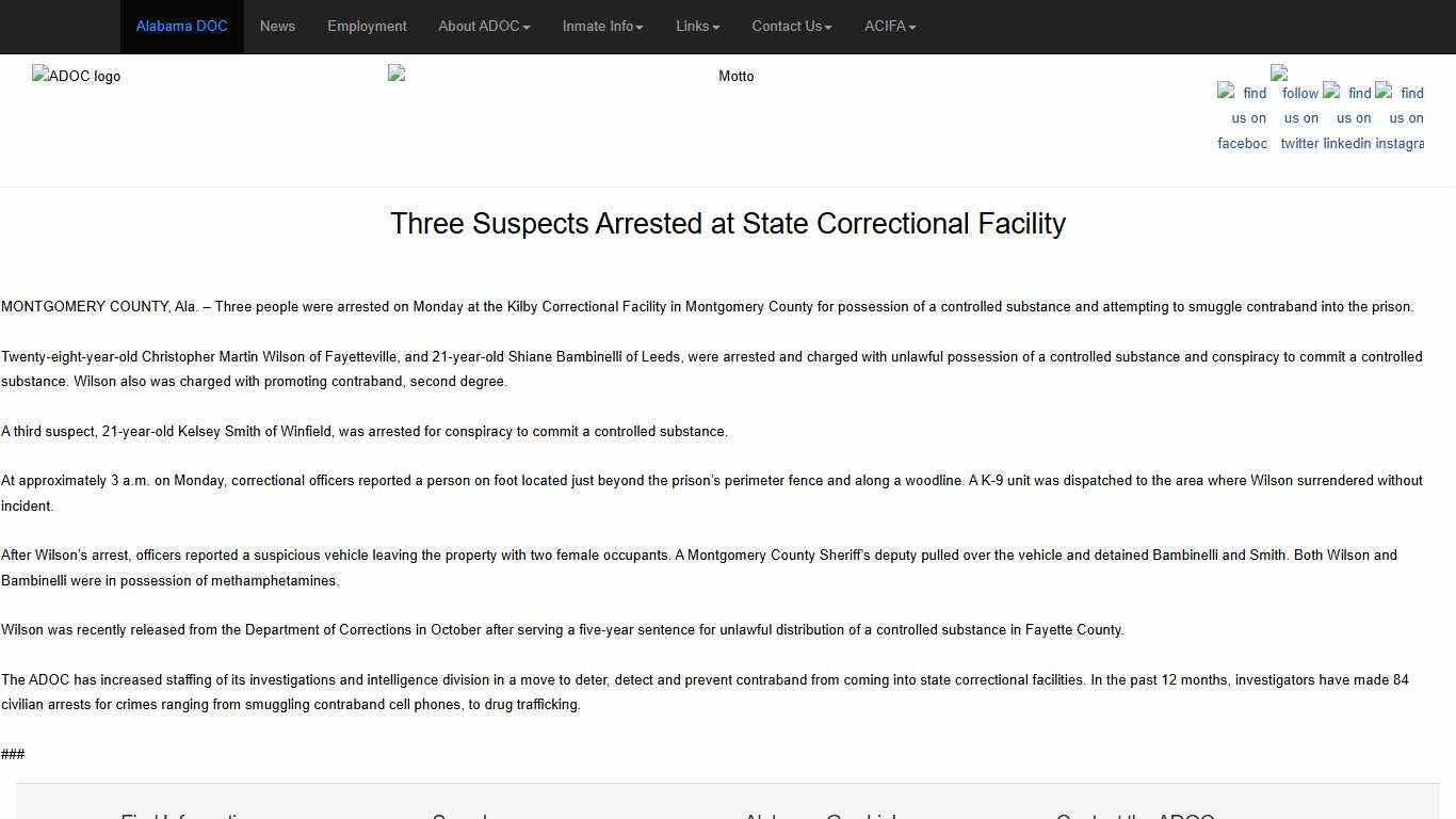 - Alabama Dept of Corrections